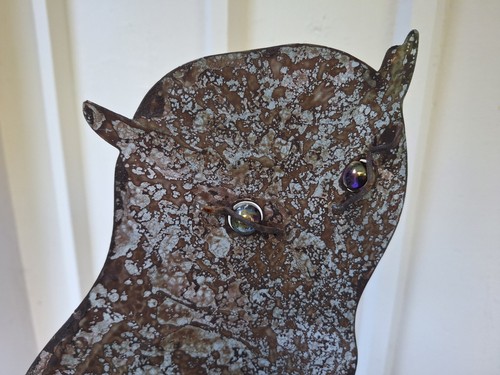 Vintage MCM Brutalistische Metall große Eule Skulptur 21" - Bild 7 von 14