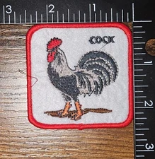 Cock Rooster Brand Iron On Hat Patch