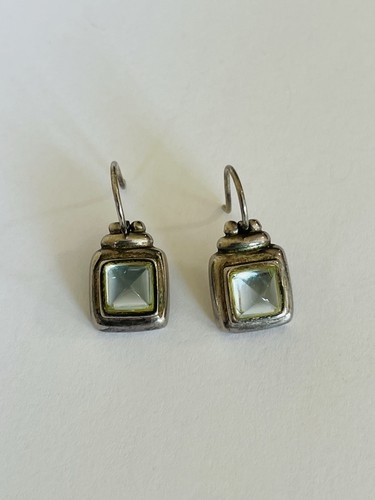 Pendientes de gancho colgantes vintage de plata de ley 925 prasiolita verde amatista - Imagen 7 de 21