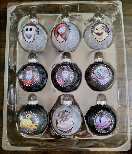 HALLMARK Disney Nightmare Before Christmas Halloween Town SET 9 Glass Ornaments - Picture 2 of 18