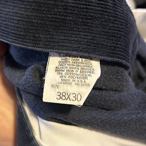 Vintage 80s-90s Lee Corduroy Navy Blue Pants 38x30, Actual 35x30 Made In USA - Picture 5 of 9