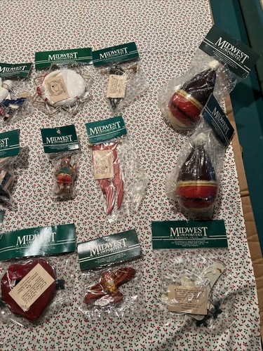 VTG Midwest Imports Xmas Ornaments Lot 24 NOS Santa Hockey Scottie Dog Lobster - Picture 20 of 24