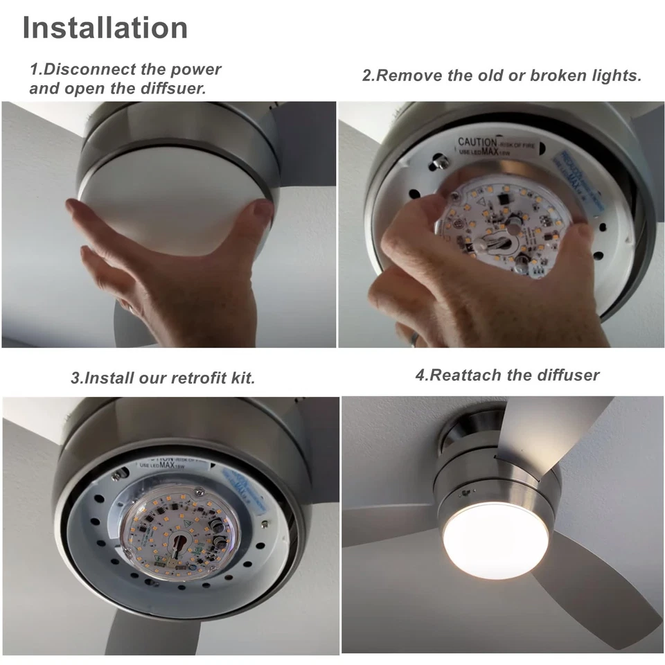 4 Inch Ceiling Fan LED Light Replacement 6000K, 18W LED Retrofit Kit - Image 2 of 4