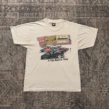 VTG 1990 Rebel Run Hot Rod Drive-In T-Shirt XL Screen Stars Best USA Made