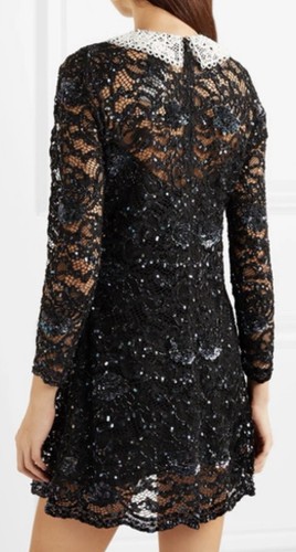 Ashish verziertes Spitzen Pailletten Kleid Wednesday Addams Halloween Kostüm klein - Bild 2 von 16