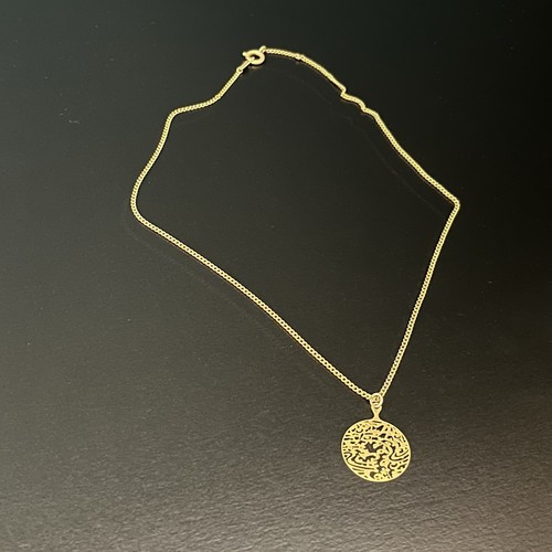 Vintage japanische durchbrochene Halskette - Minazuki Juni Design - goldfarben 40 cm - Bild 10 von 23