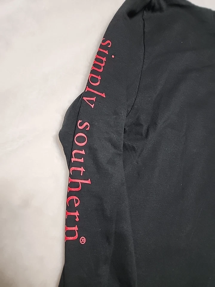 Camiseta de vaca de Navidad "Let It Snow" Simply Southern grande negra juvenil manga larga Foto 3 de 4