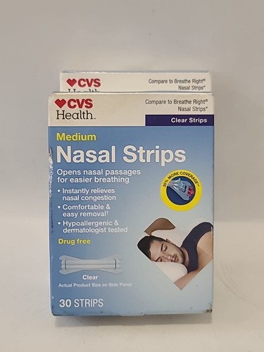 ( LOT OF 2 ) Nasal Strips Clear Strips " MEDIUM " 30 Strips Each - Picture 2 of 6