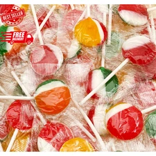 Fruit Lollipops - 2 Pound Bulk Pack (80 Count) - Assorted Fruit Flavored Hard Ca