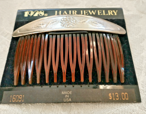 New Old Stock - Vintage 1928 Marke Haarschmuck silberfarben Kamm 3" - Bild 2 von 5