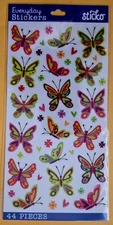 Themed/ Everyday Sticker Single Sheet / Butterflies/ 44 pieces/ Sticko 