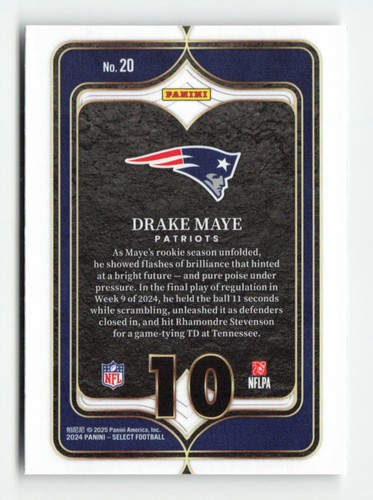 2024 Panini Select Select Numbers Drake Maye New England Patriots #20 - Picture 2 of 2