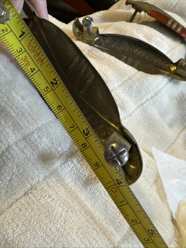 4 maniglie estraibili per cassetti a forma di mezza luna art deco recupero architettonico arancione - Foto 9 di 9