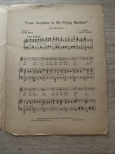 "Komm Josephine in meiner Flugmaschine" 1911 ORIGINAL Noten früher Doppeldecker - Bild 7 von 10
