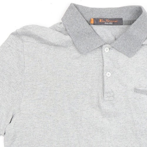 Polo gris para hombre Ben Sherman, talla M, 100 % algodón, manga corta - Imagen 10 de 12