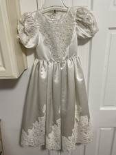 Girls FOREVER YOURS white Beaded Lace Gown Wedding Communion Pageants 8-10