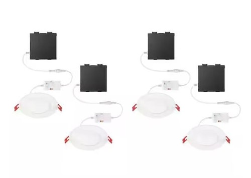(4-Pk) Commercial Electric DuoBright LED Ultra Slim Canless Recessed Light 4" - Picture 2 of 8