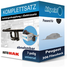 Für Peugeot 306 Fliessheck 97- AUTO HAK Anhängerkupplung abnehmbar + 7polig AHK
