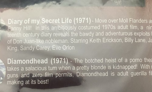 GRINDHOUSE DOUBLE FEATURE 1973:DIRTY DIARY & DIAMOND HEAD4 part dvd documentary - Picture 2 of 3