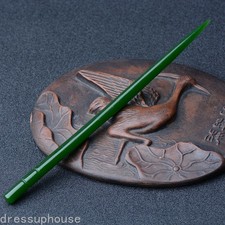 160mm Exquisitely Green Jade Bamboo Hairpin Traditional Chinese Hair Accessory