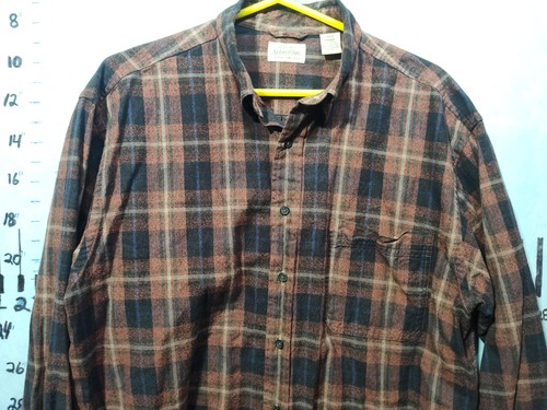 Vintage St John's Bay Shirt Mens Large Brown Black Flannel Plaid Button Down 90s - Picture 3 of 11