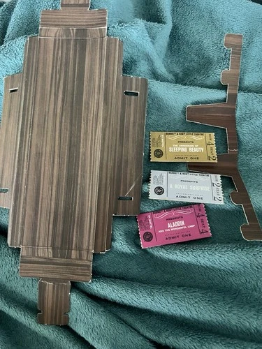 Vintage Barbie Little Theatre Cardboard Tabletop 2 Legs 3 Tickets