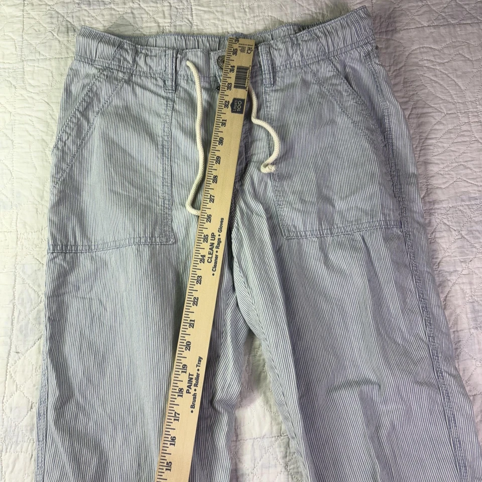 Pantalones de chándal American Eagle para mujer 8 azul blanco a rayas algodón cordón Foto 2 de 4