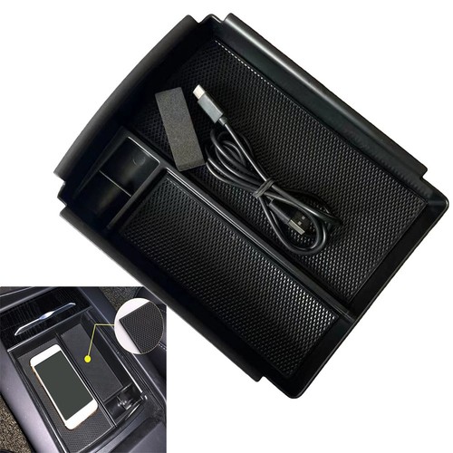 High Tech Console Armrest Storage Box with Wireless Charger for Tesla Model X S - Picture 16 of 20