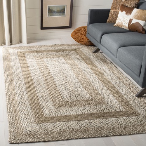 Natural Fiber Collection Area Rug - 8' x 10', Grey & Ivory, Handmade Farmhous...