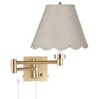 Barnes and Ivy Alta Gold Plug-In Swing Arm Wall Lamp with Beige Shade