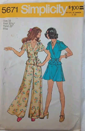 Simplicity 5671 Misses Top, Skirt, Wide Leg Pant Sz 10 Uncut Sew Pattern Vtg1973 - Picture 1 of 5