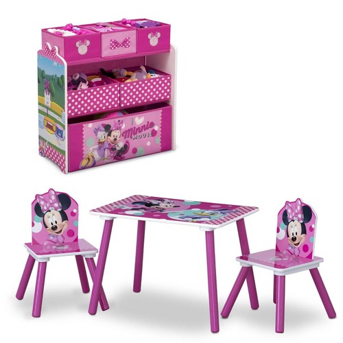 Minnie Mouse Table 2 Chairs & Toy Bin Storage Set Furniture Play Kids Toddler - Picture 12 of 24