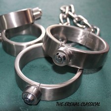 Pure Heavy 304 Stainless Steel Handcuff Wrist Ankle Cuffs Bondage Binding Toys