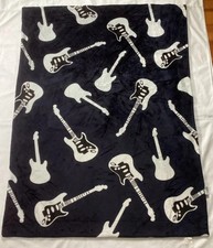 THRO - Guitars Baby Blanket - Soft Fleece - Dark Blue - 30  x 40  
