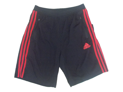 Adidas Herren schwarz mit roten Dreifachstreifen Primeblue Athletik Fitness Shorts Gr. L