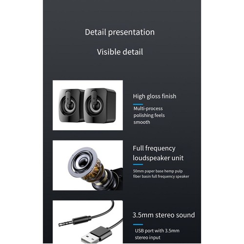 Computerlautsprecher USB 3,5 mm PC-, HiFi-Stereomikrofon mit LED-Li9039 - Afbeelding 3 van 10