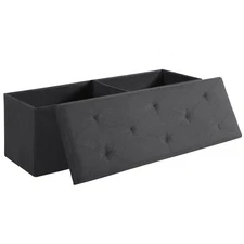  43'' Folding Storage Ottoman Bench, Storage Chest, 15"D x 43"W x 15"H Black