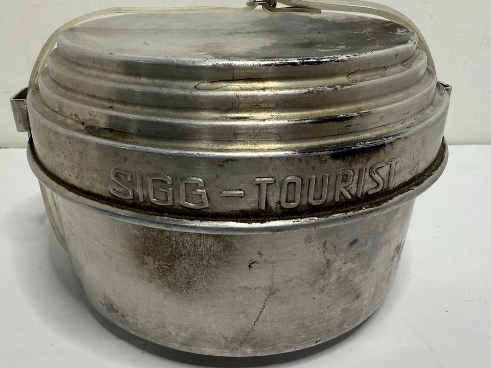Juego de cocina vintage Sigg Tourist de 4 piezas de aluminio para campamento de anidación + 2 parabrisas Foto 4 de 4