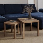 Space Saving Nesting End Tables Set of 2 Oak Square Side Coffee Desk