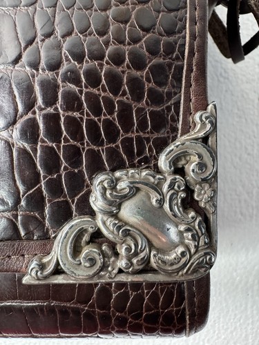Brighton braun Leder Alligator geprägt Crossbody Handtasche Handtasche Vintage silber - Bild 8 von 24