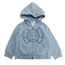BAPE KIDS A Bathing Ape Hoodie Zip Gray BABY MILO Size 100cm 3T Used