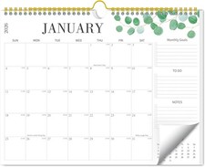 Aesthetic Wall Calendar 2025-2026 17 Monthly Horizontal Hanging Julian Dates