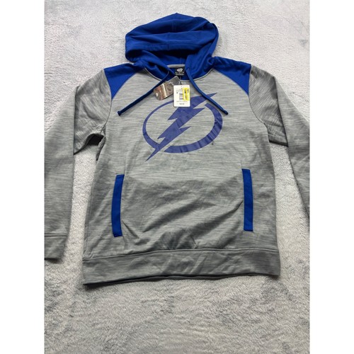 Tampa Bay Lightning NHL Performance Hoodie Gray Blue Size M Pullover Athletic - Picture 1 of 6