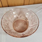 Vintage Sharon Cabbage Rose Pink Federal Depression Glass Large Serving Bowl 10"