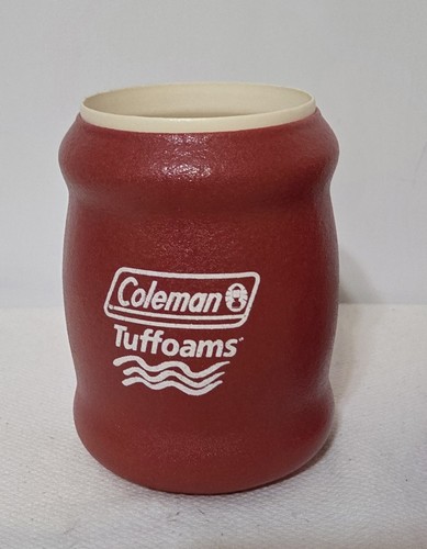 Vintage 80er Coleman Tuffoams Schaum isolierte Bier Soda Dose Koozie 2-teiliges rotes Kühlset - Bild 2 von 5