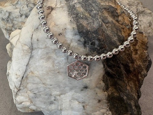 Bracciale Clogau Argento e Oro Rosa 9ct Ape Miele Affinità Perline 17-17,5cm Raro. - Foto 12 di 15