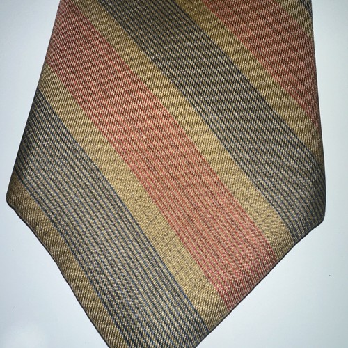 John Henry Men's Vintage Necktie Tie brown/tan with blue and muted red Stripes - Picture 4 of 4
