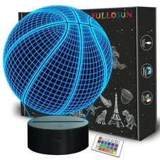 Basketball 3D Night Light Birthday Gift Lamp, Light Up Basketball Gifts 3D Il...