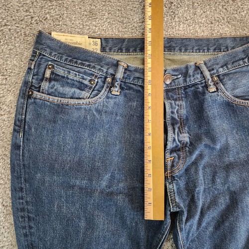 Abercrombie Fitch Jeans Mens 36 Blue Baxter Low Rise Slim Boot Cut Button Fly - Picture 12 of 15