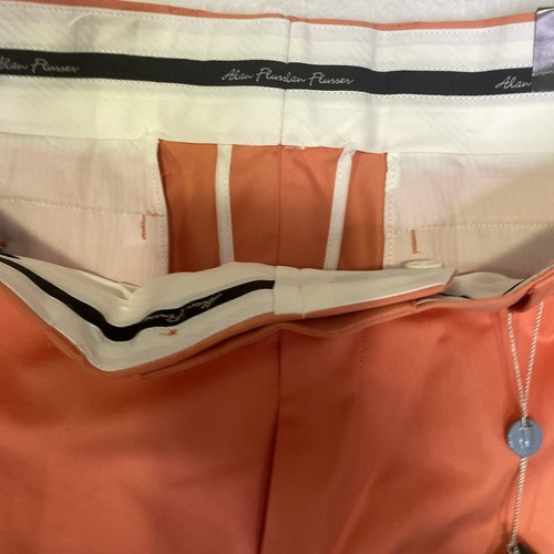 Alan Flusser Golf Pants Orange Salmon 36W x 32L Polyester Cotton flat front - Picture 4 of 13